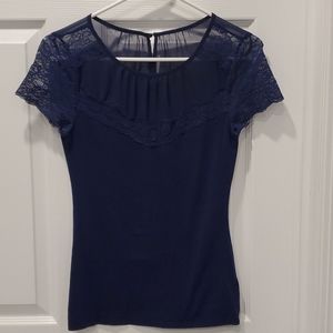 Express Navy short with Lace top and shoulders